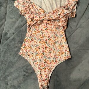 Lulu's Floral Bodysuit - Pink and Orange